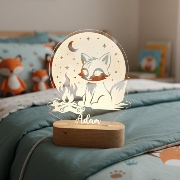 Custom Fox Night Light – Personalized LED Bedroom Lamp Decor - Picture 8 of 8